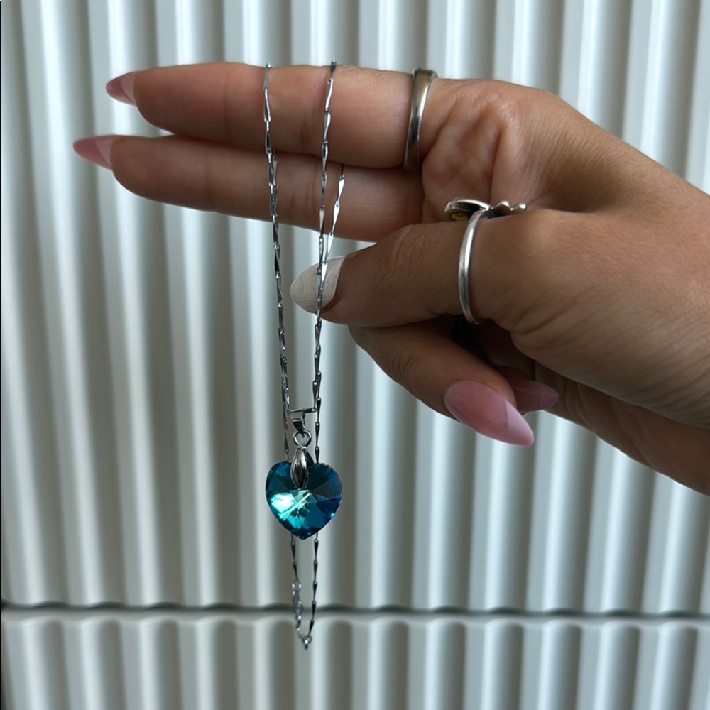 🌊 Blue•Heart Pendant Necklace 🧜🏼‍♀️🐚
